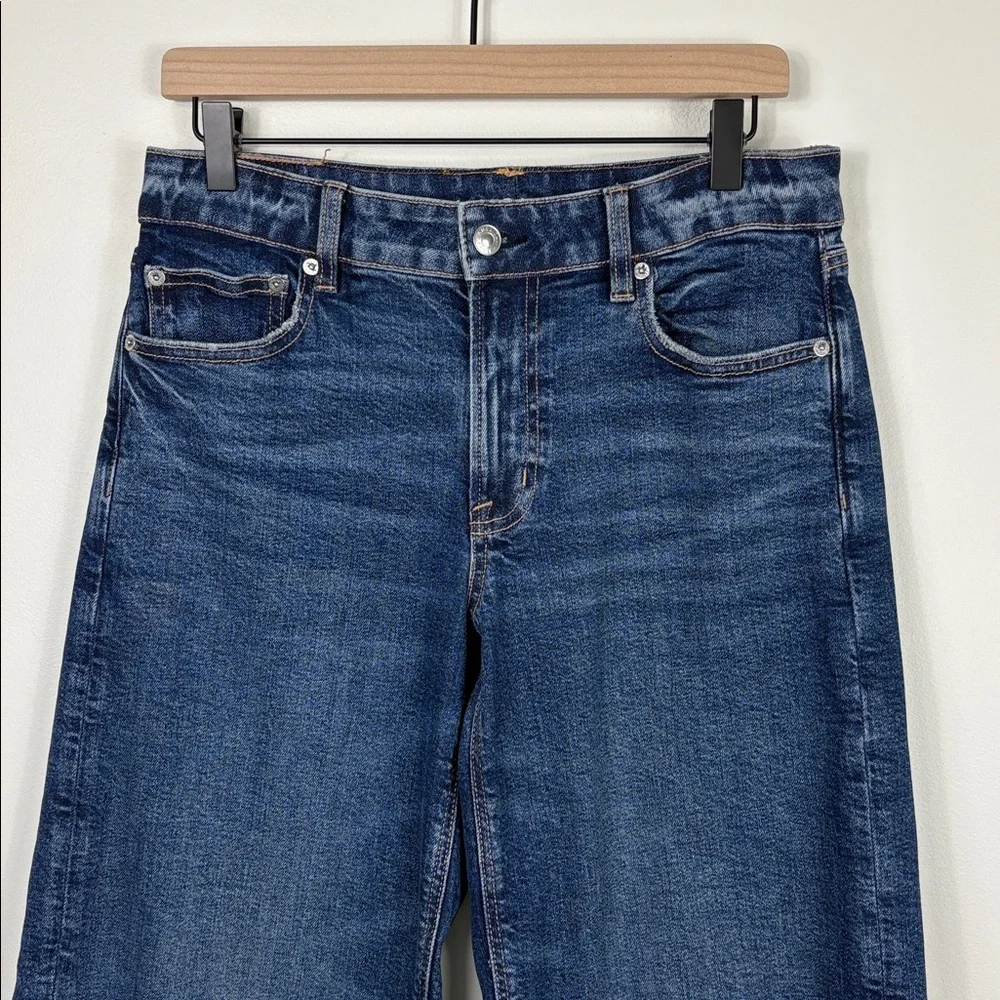 American Eagle Low Rise Baggy Wide Leg Women’s Size 6 Short New Dark Wash - Picture 4 of 11